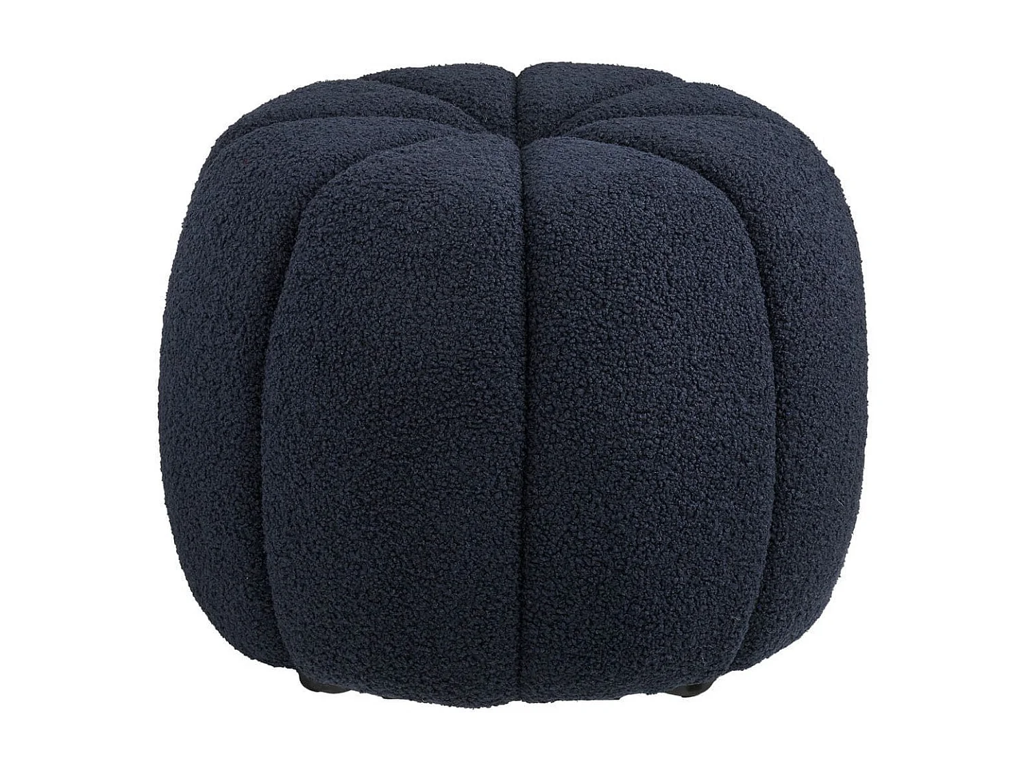 Pouf Rond en Tissu Bouclé bleu marine Pieds MDF - PUMBA