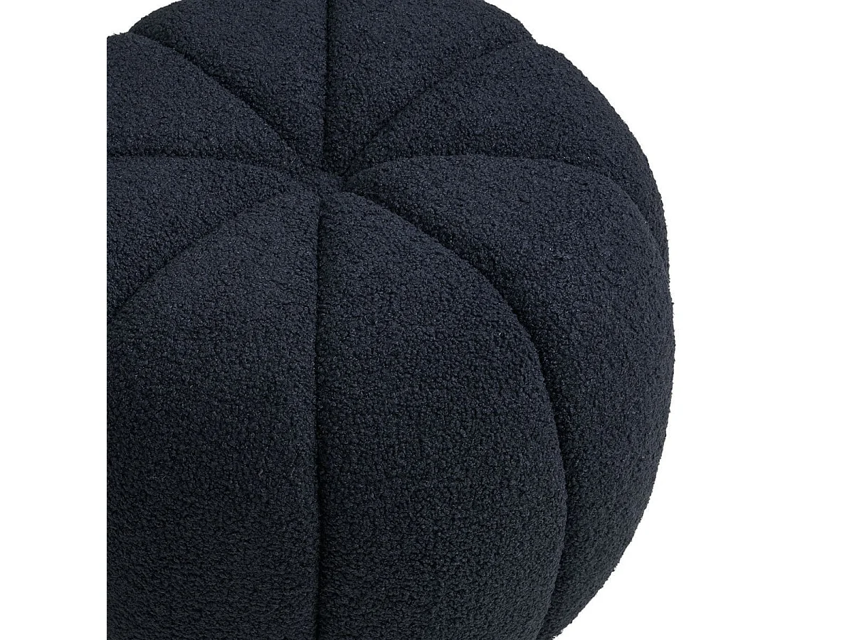 Pouf Rond en Tissu Bouclé bleu marine Pieds MDF - PUMBA