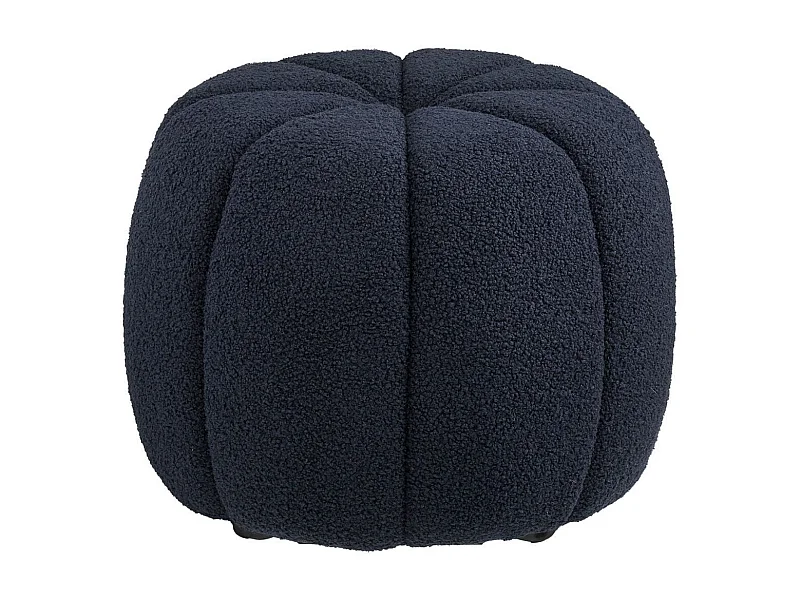 Pouf Rond en Tissu Bouclé bleu marine Pieds MDF - PUMBA