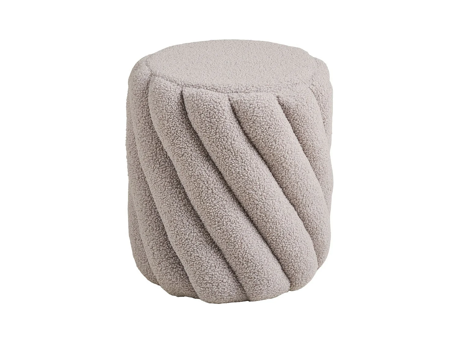 Pouf Rond Ø38cm en Tissu Bouclé torsadé gris - YONA