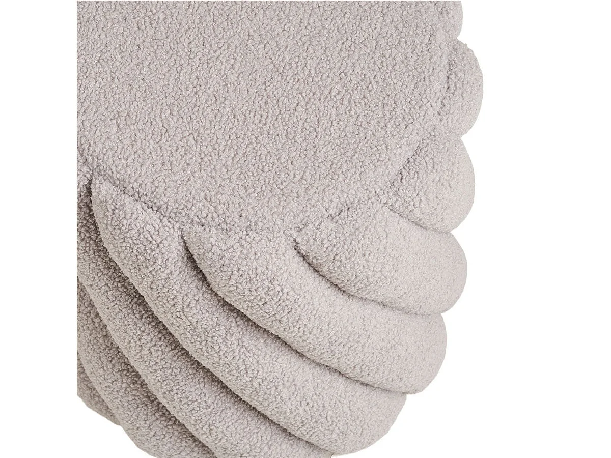 Pouf Rond Ø38cm en Tissu Bouclé torsadé gris - YONA