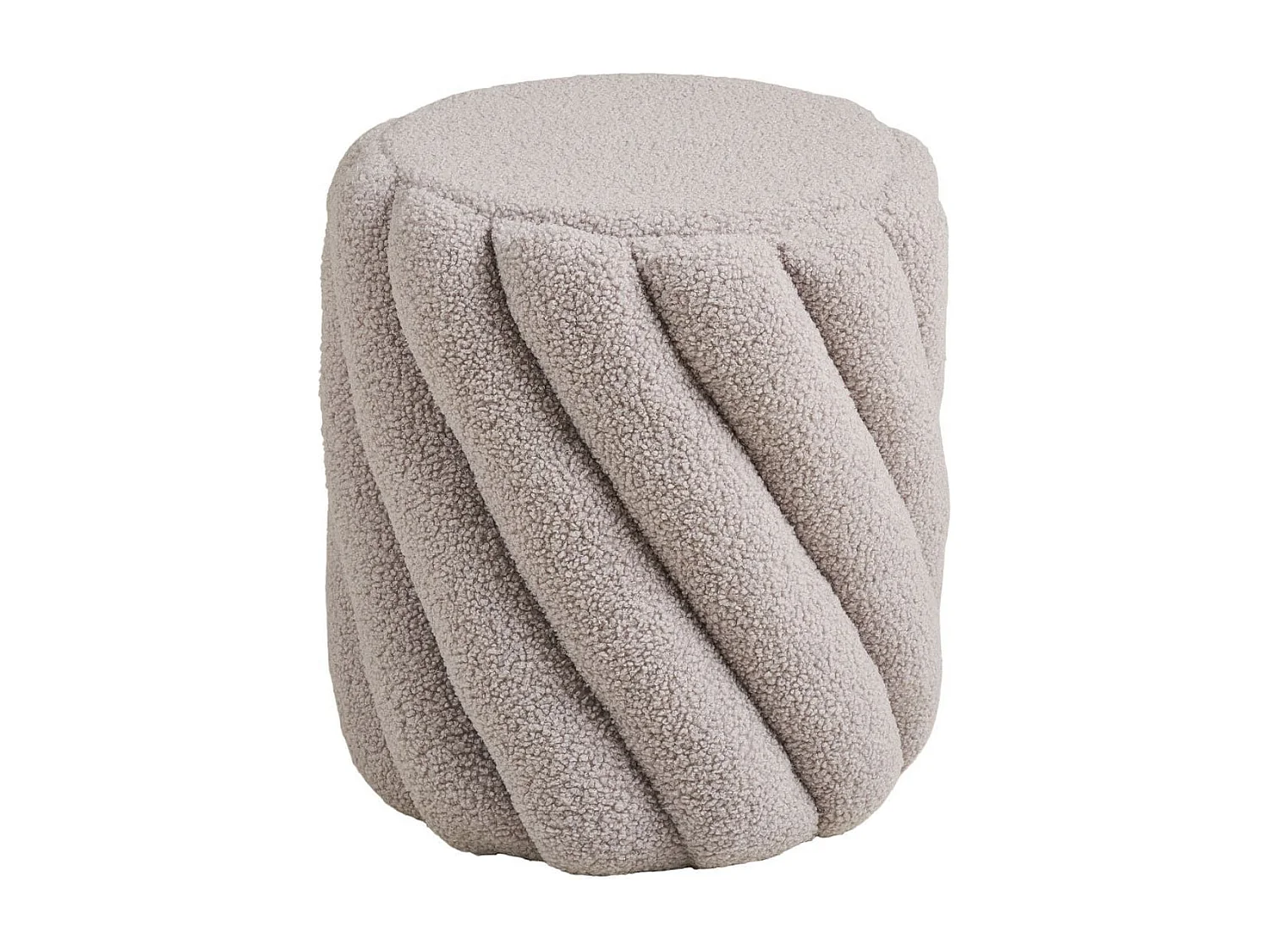 Pouf Rond Ø38cm en Tissu Bouclé torsadé gris - YONA