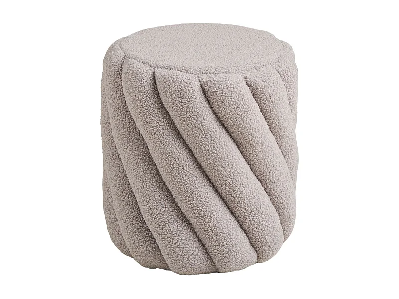 Pouf Rond Ø38cm en Tissu Bouclé torsadé gris - YONA