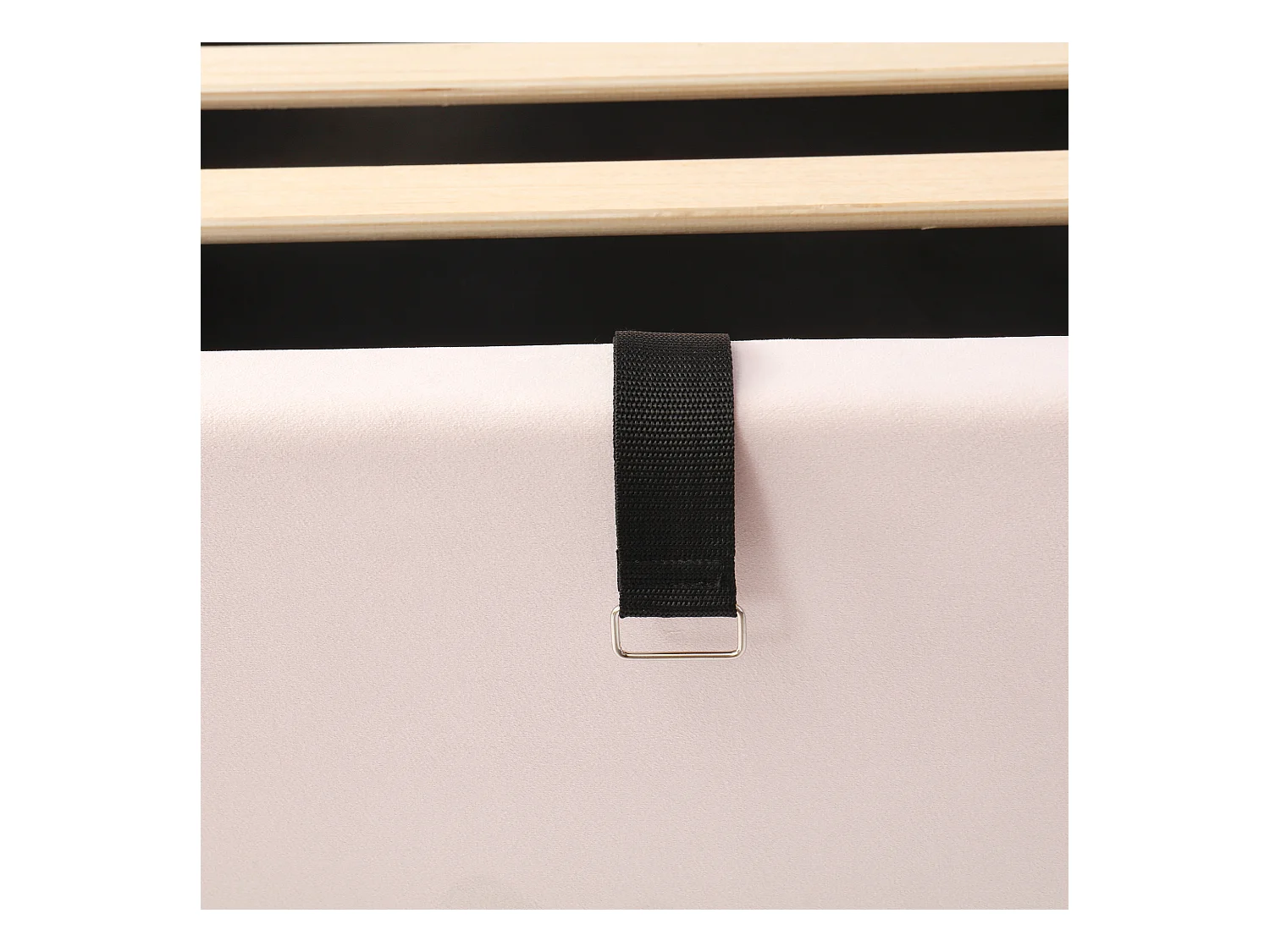 Lit coffre enfant 90x200 cm avec sommier à lattes et tête de lit, velours rose - sans matelas