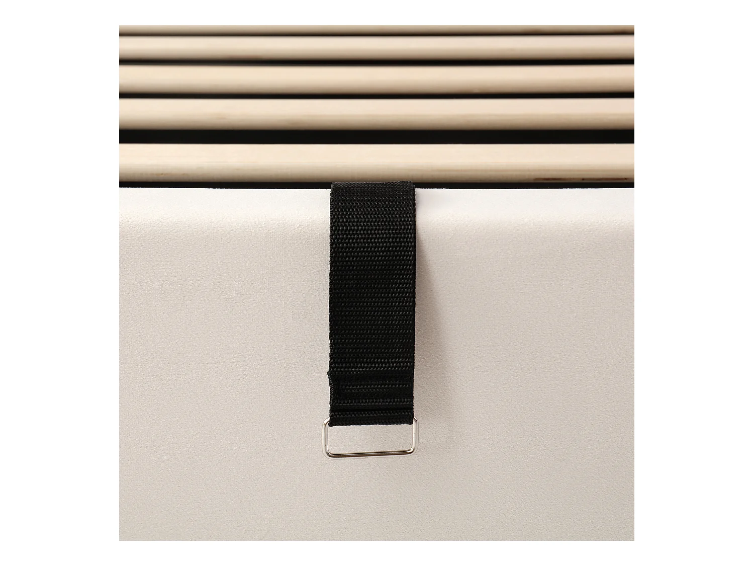 Lit coffre enfant 90x200 cm avec sommier à lattes et tête de lit, velours beige - sans matelas