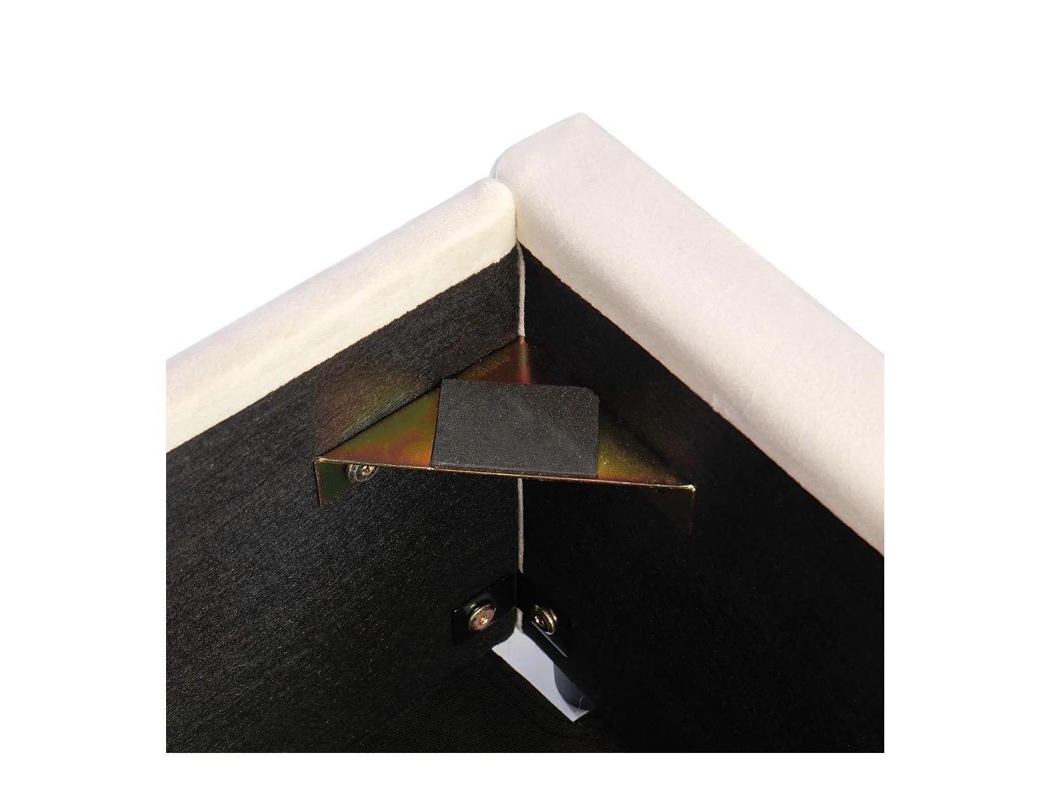 Lit coffre enfant 90x200 cm avec sommier à lattes et tête de lit, velours beige - sans matelas