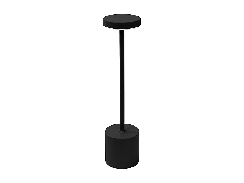 ML-Design Lámpara de mesa LED negra táctil inalámbrica Ø8x34,5cm foco de luz blanca regulable, recargable con USB-C para mesita, escritorio o estudio