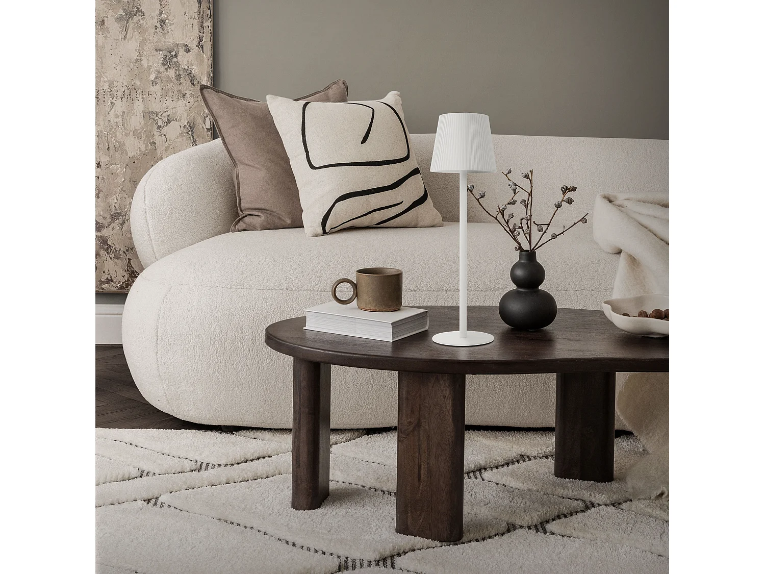 Lampe de table led Ø10x36cm blanc lumière blanche chaude 4 niveaux avec capteur tactile batterie rechargeable usb éclairage dimmable autonomie longue