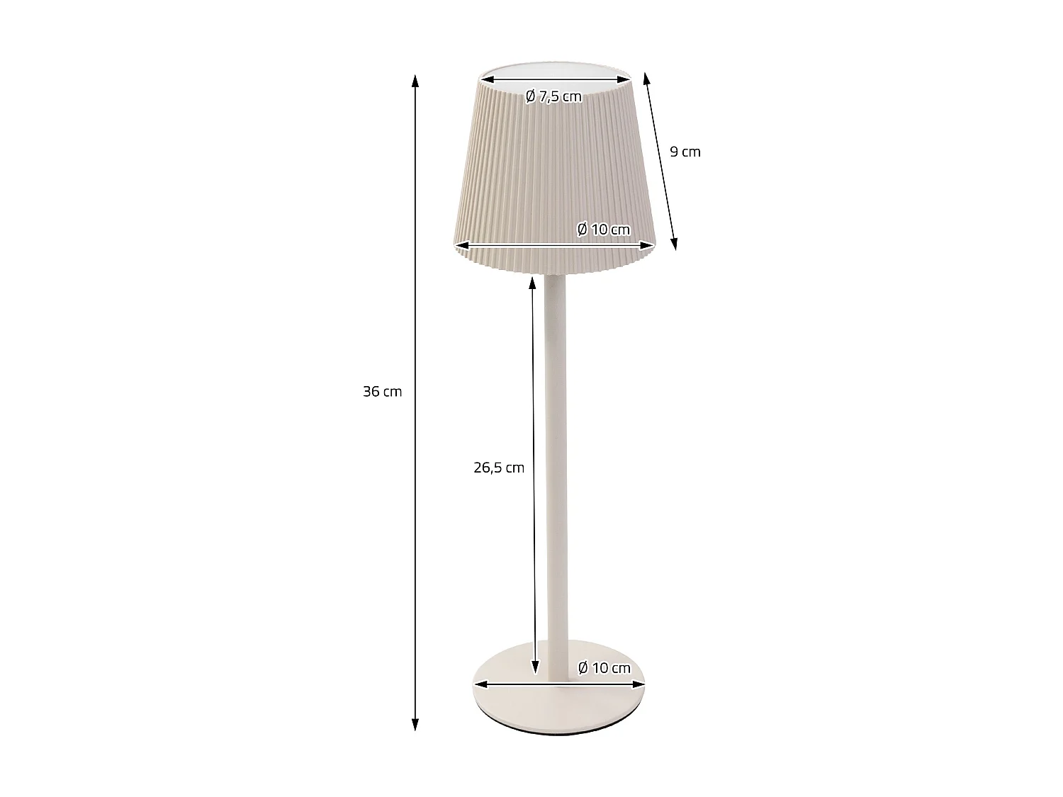 Lampe de table led Ø10x36cm crème lumière blanche chaude 4 niveaux avec capteur tactile batterie rechargeable usb éclairage dimmable autonomie longue