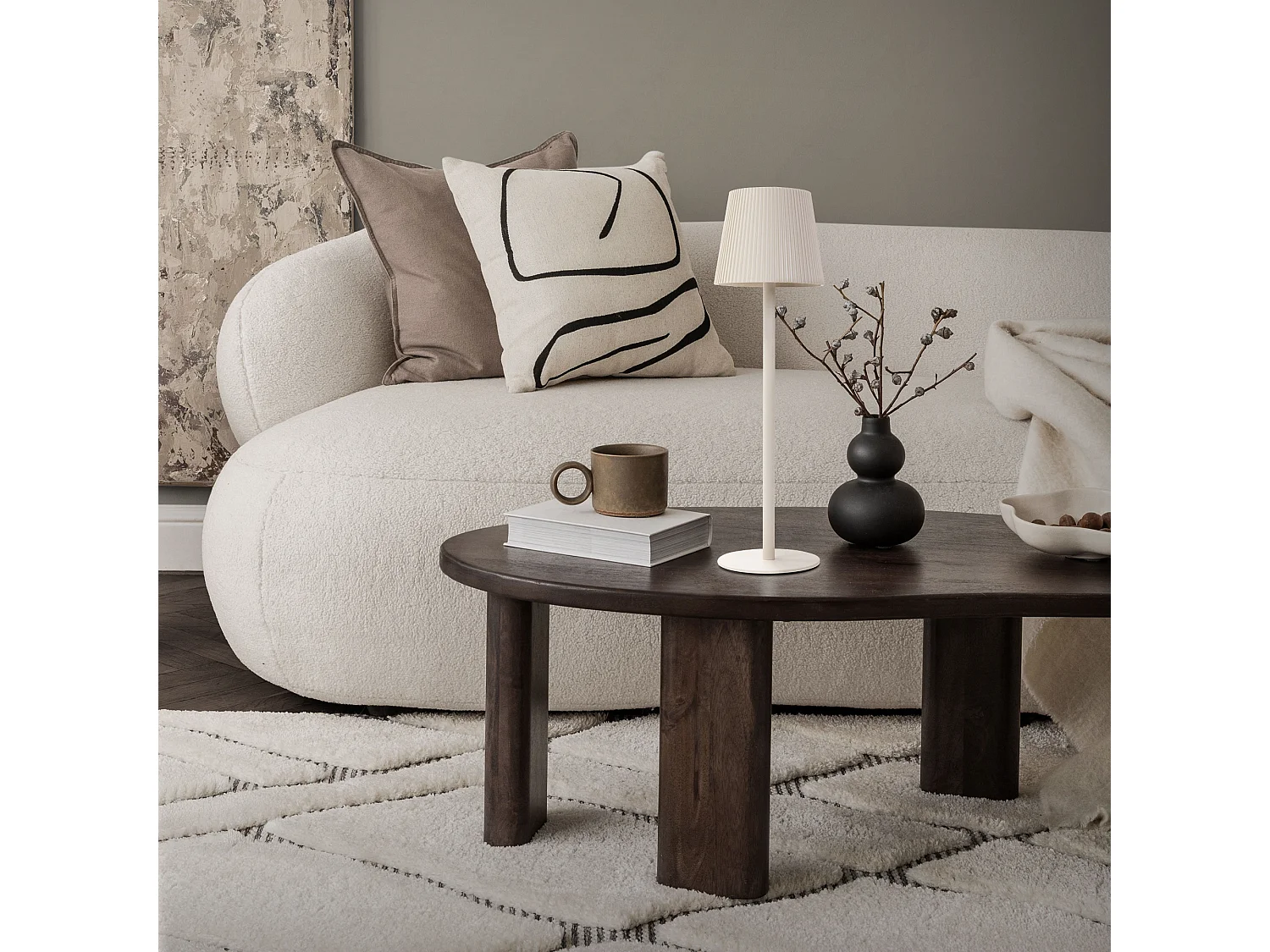 Lampe de table led Ø10x36cm crème lumière blanche chaude 4 niveaux avec capteur tactile batterie rechargeable usb éclairage dimmable autonomie longue