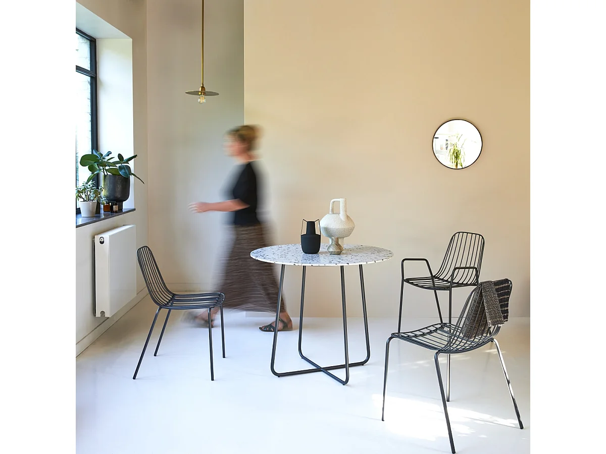 Runder Tisch Premium-Terrazzo und Metall 90 Elio Grey