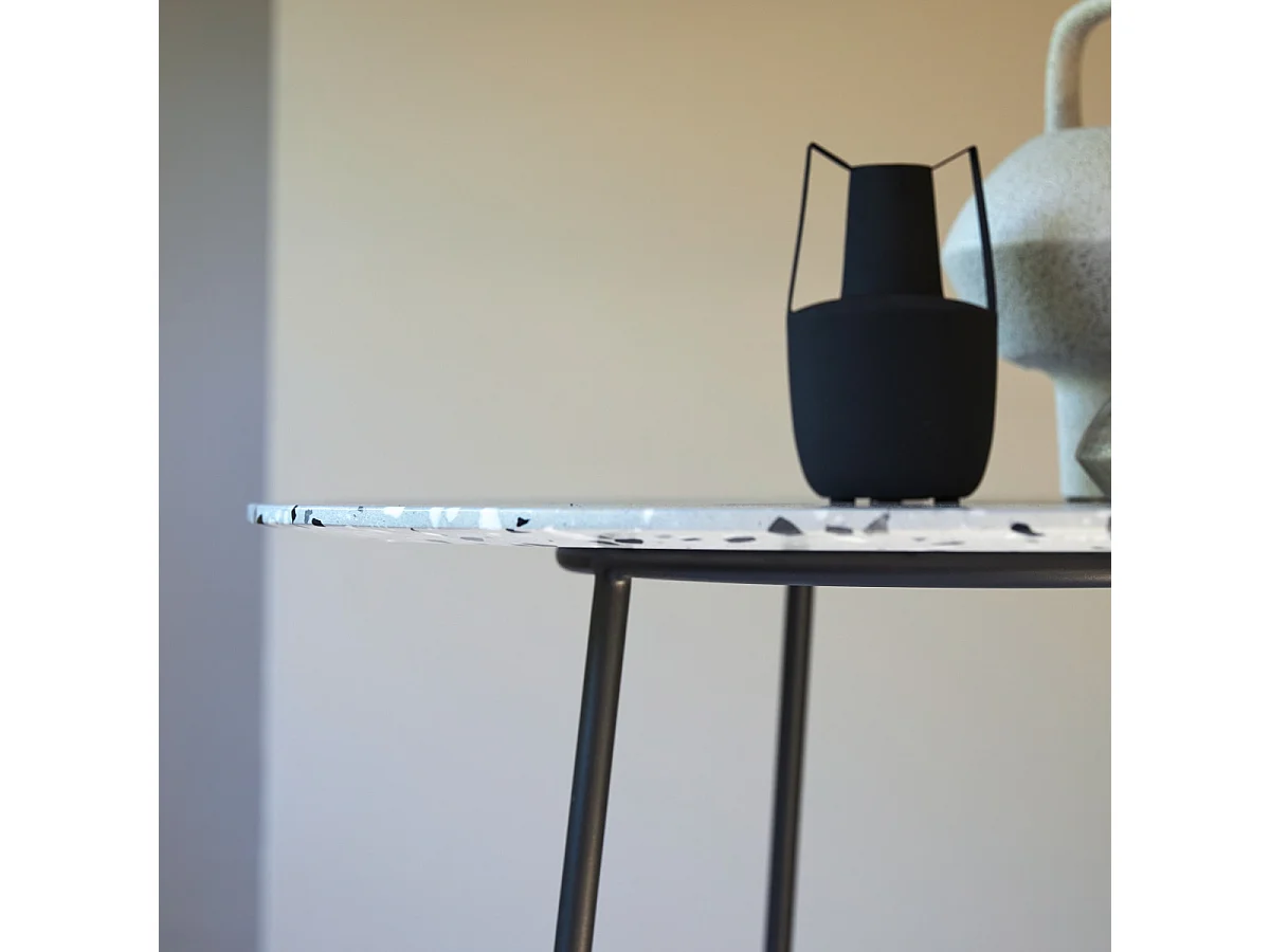 Table ronde en terrazzo premium et métal 90 Elio grey