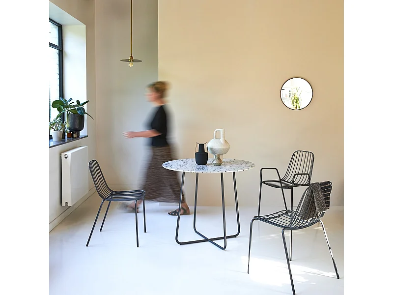 Tavolo rotondo terrazzo premium e metallo 90 Elio grey