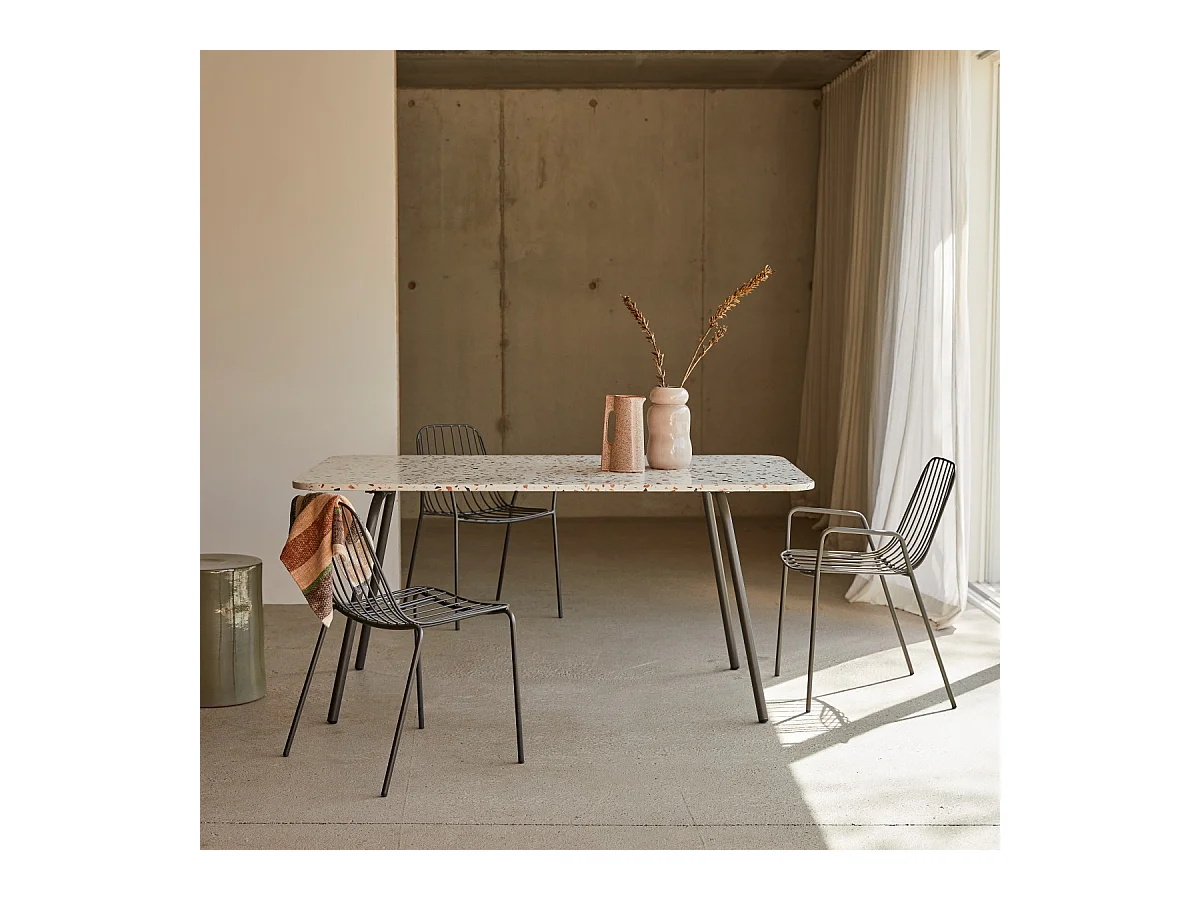 Rechteckiger Tisch aus Premium-Terrazzo und Metall 160 cm Elio brown