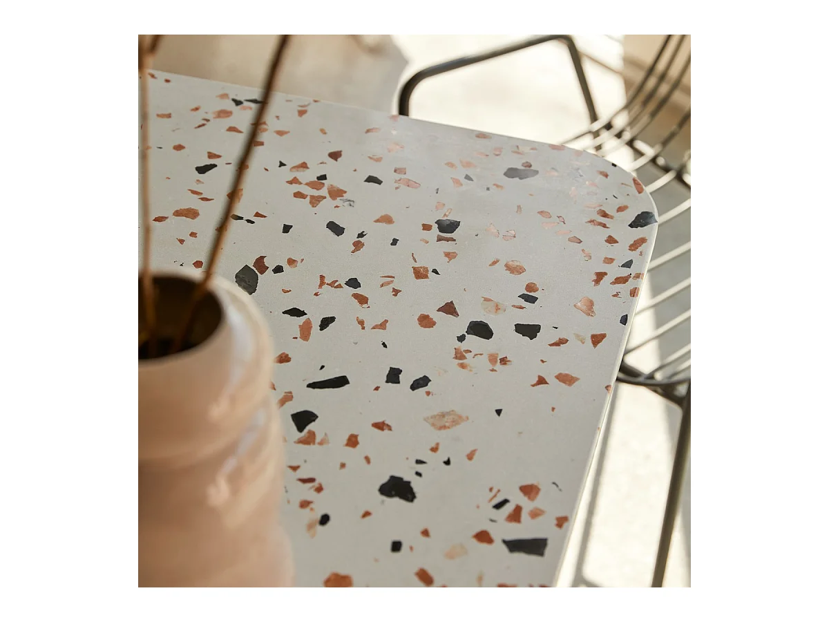 Rechteckiger Tisch aus Premium-Terrazzo und Metall 160 cm Elio brown