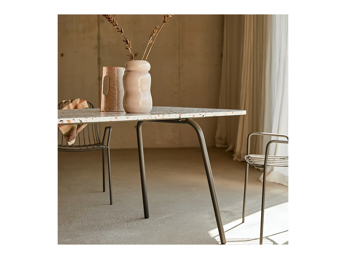 Rechteckiger Tisch aus Premium-Terrazzo und Metall 160 cm Elio brown