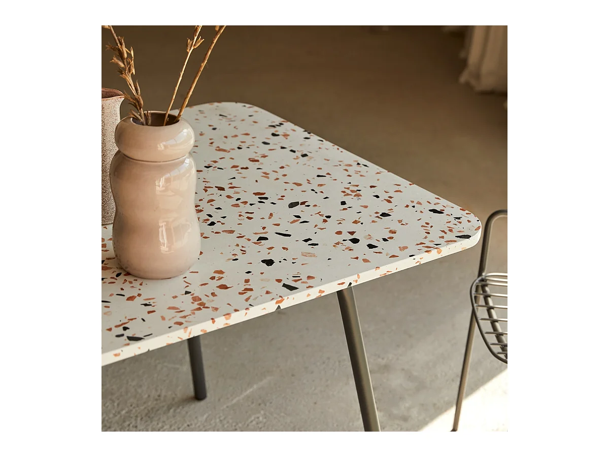 Rechteckiger Tisch aus Premium-Terrazzo und Metall 160 cm Elio brown