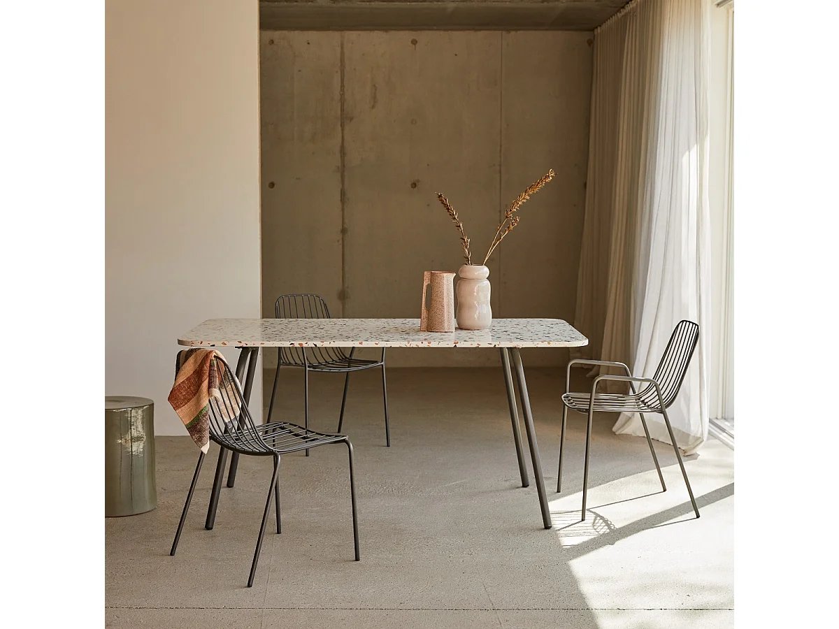 Table rectangulaire en terrazzo premium et métal 160 Elio brown