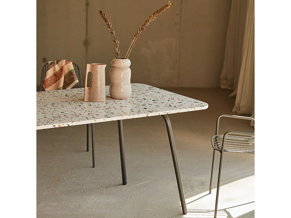 Table rectangulaire en terrazzo premium et métal 160 Elio brown