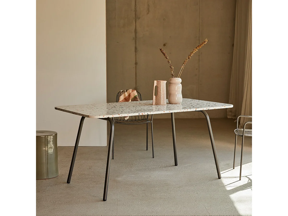 Table rectangulaire en terrazzo premium et métal 160 Elio brown