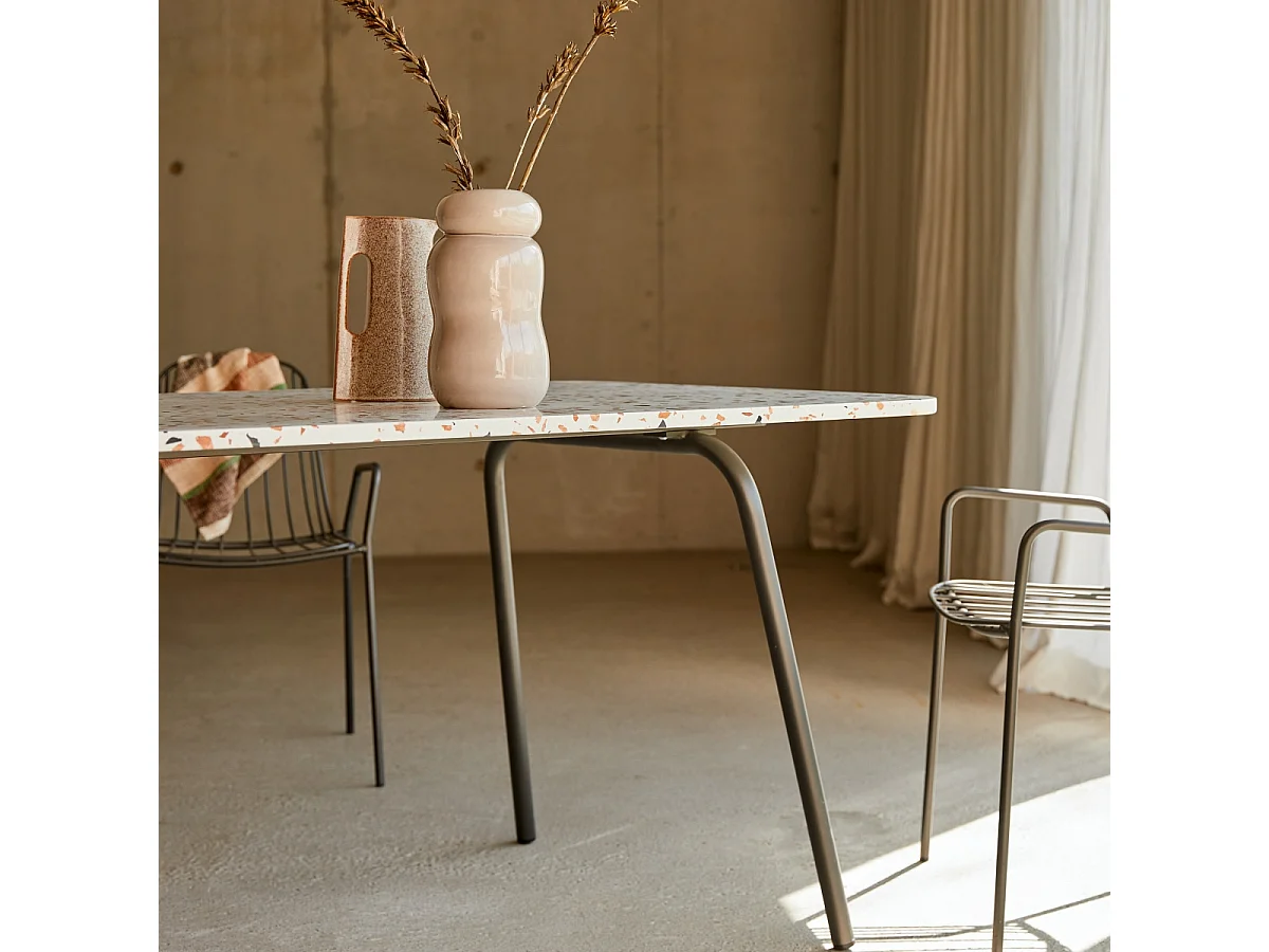 Table rectangulaire en terrazzo premium et métal 160 Elio brown