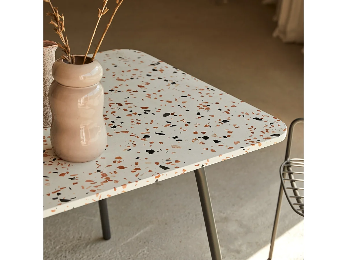 Table rectangulaire en terrazzo premium et métal 160 Elio brown