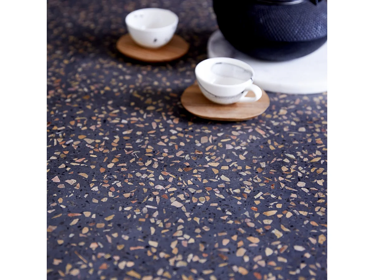 Tavolo in legno di teak e battuto di terrazzo 120 Juno