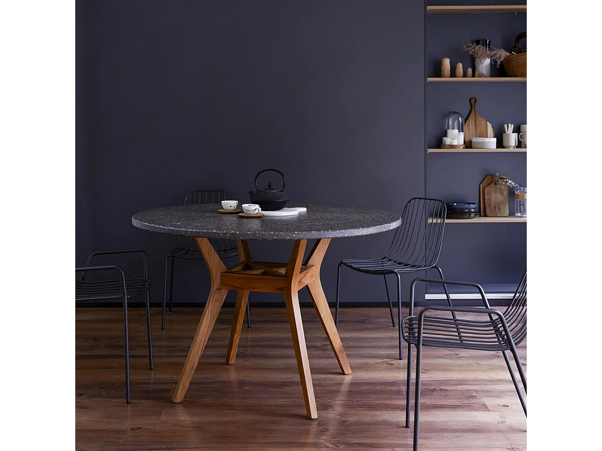 Table en bois de teck et terrazzo 120 Juno