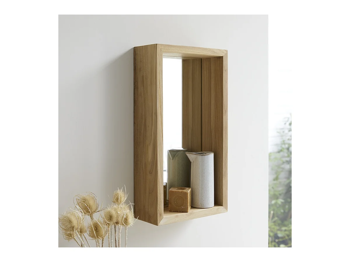Spiegel Teakholz massiv hell 55x30 Dekoration Bad Flur Neu Tikamoon