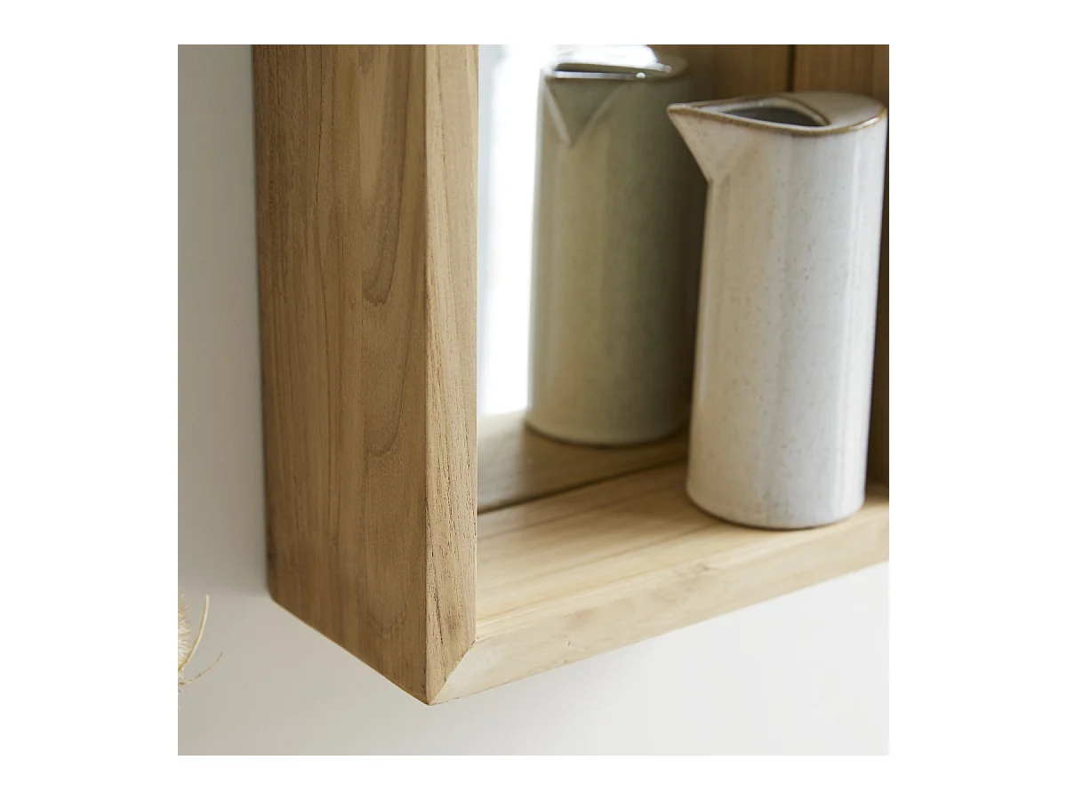 Spiegel Teakholz massiv hell 55x30 Dekoration Bad Flur Neu Tikamoon