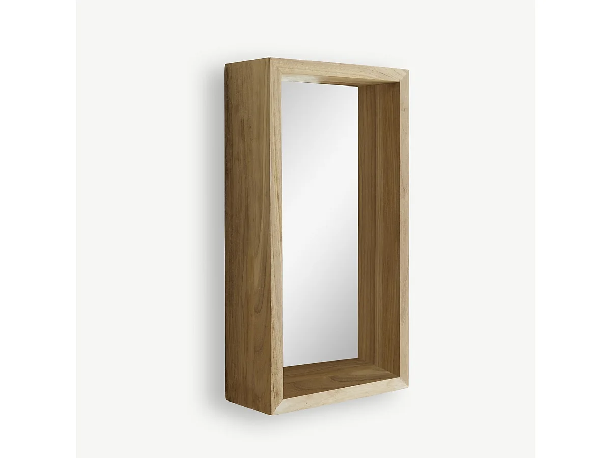 Spiegel Teakholz massiv hell 55x30 Dekoration Bad Flur Neu Tikamoon