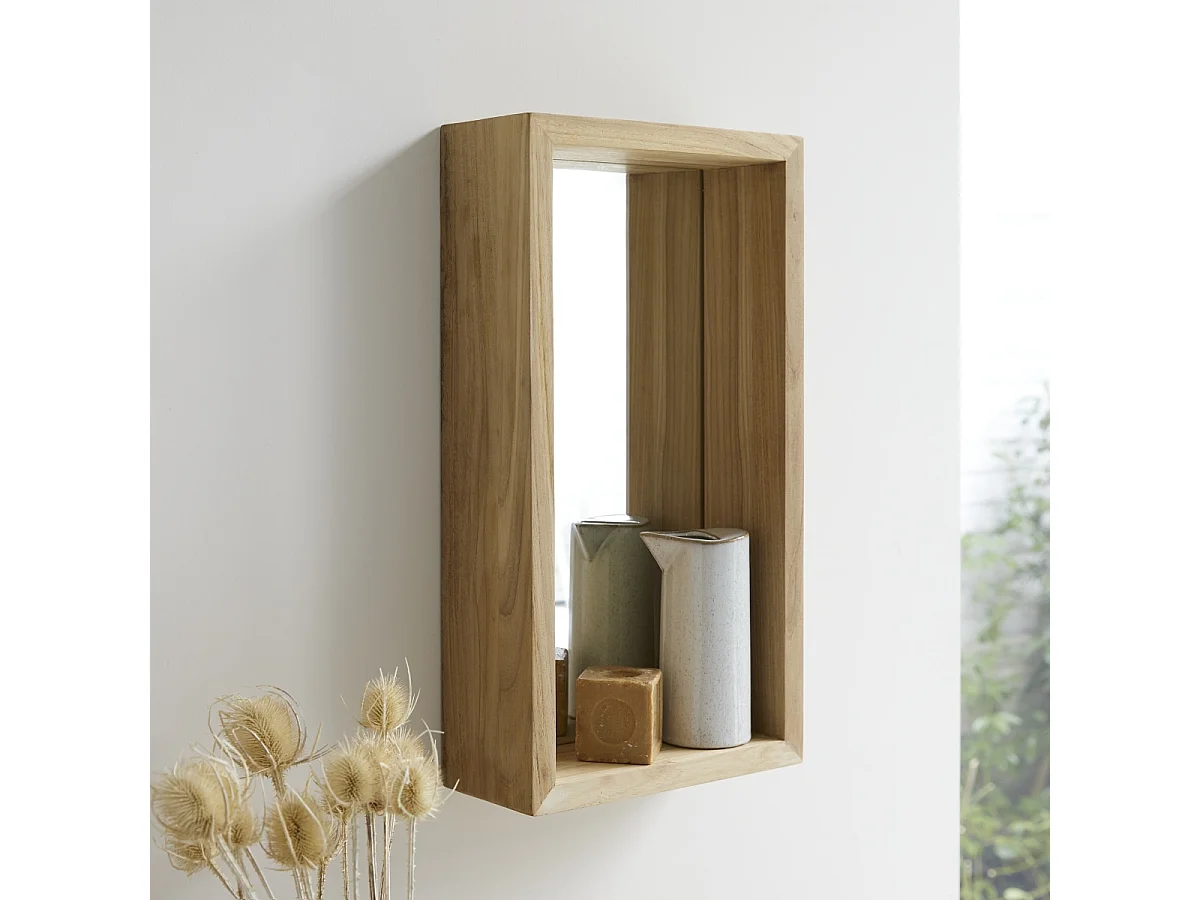 Stelle - Solid teak mirror 55x30 cm