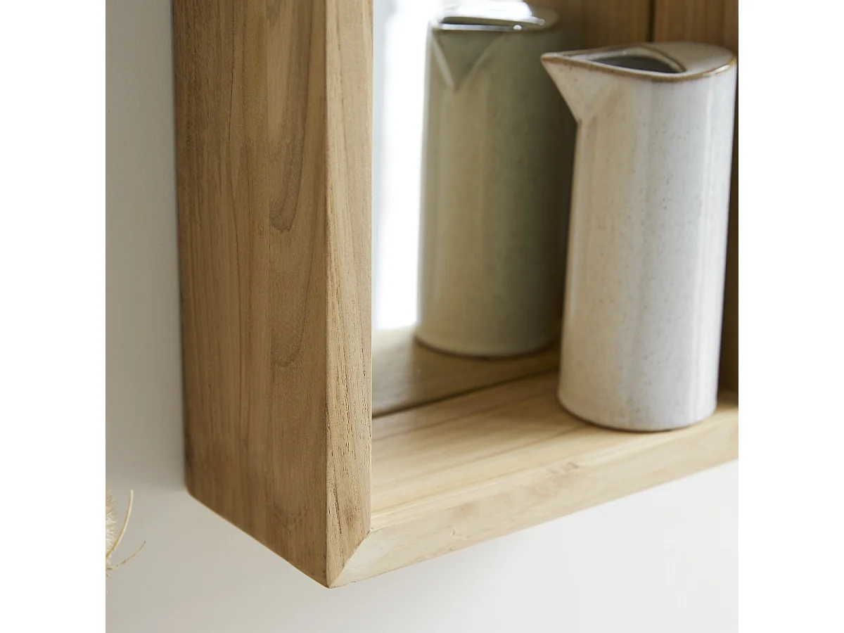 Stelle - Solid teak mirror 55x30 cm