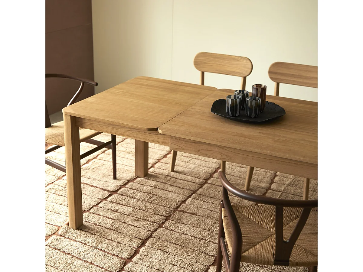 Ausziehtisch aus massivem Teakholz Léon