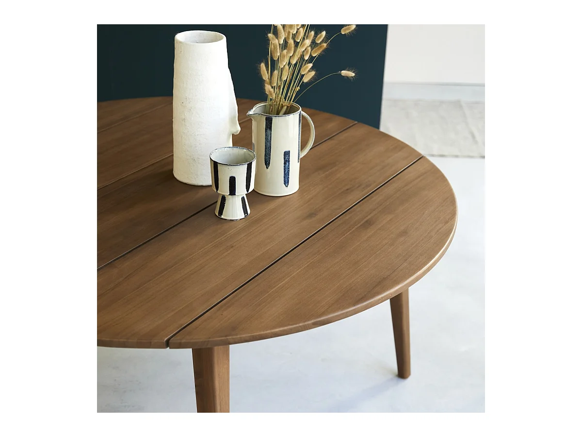 Esstisch runder Tisch aus massivem Recycling-Teak Design Karpenter 150 cm