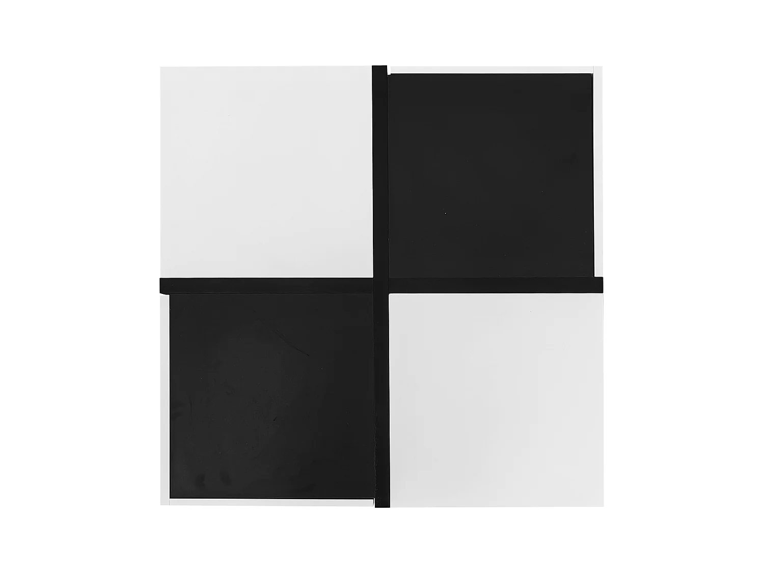 Table basse carrée avec 2 tiroirs de rangement, noir et blanc - pour salon et chambre