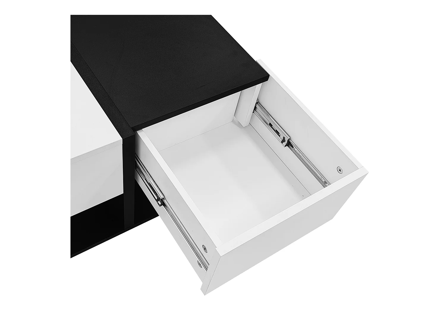 Table basse carrée avec 2 tiroirs de rangement, noir et blanc - pour salon et chambre