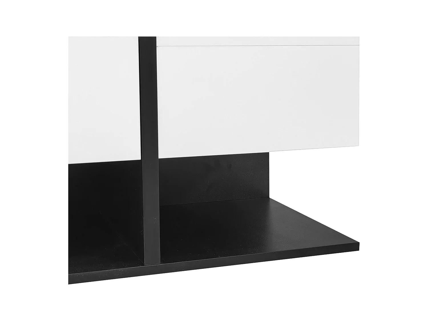 Table basse carrée avec 2 tiroirs de rangement, noir et blanc - pour salon et chambre