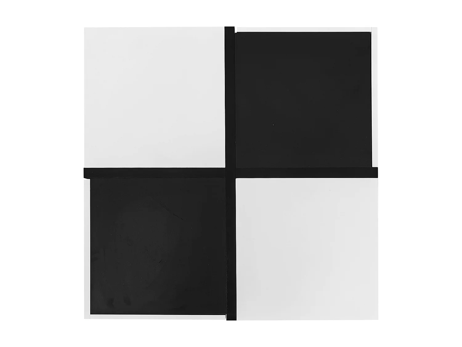 Table basse carrée avec 2 tiroirs de rangement, noir et blanc - pour salon et chambre