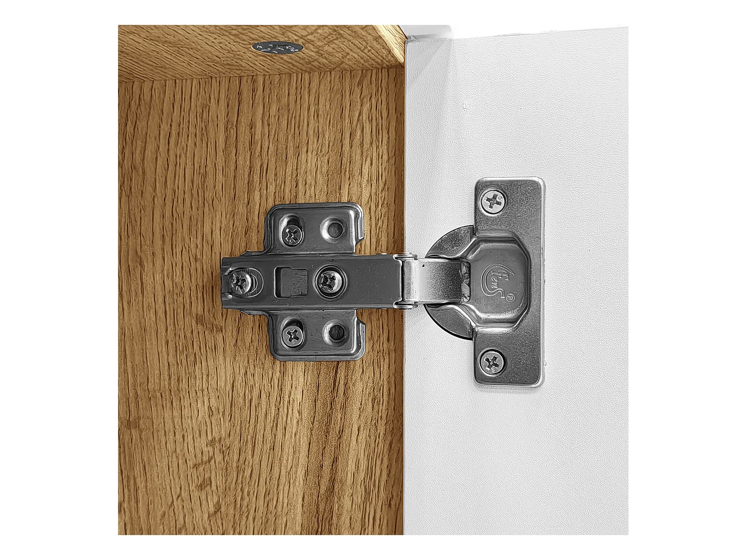 Sideboard mit mehrfarbiger LED-Beleuchtung, 2 Schubladen und 2 Türen - Weiß und Naturfarbe