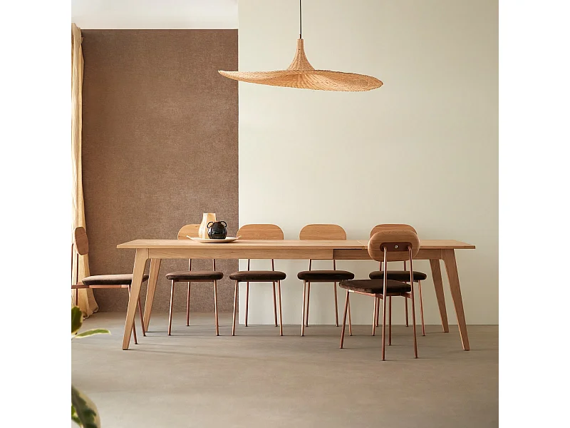 Ausziehtisch aus massivem Eichenholz 6-12 Pers. 260x91 Esmée