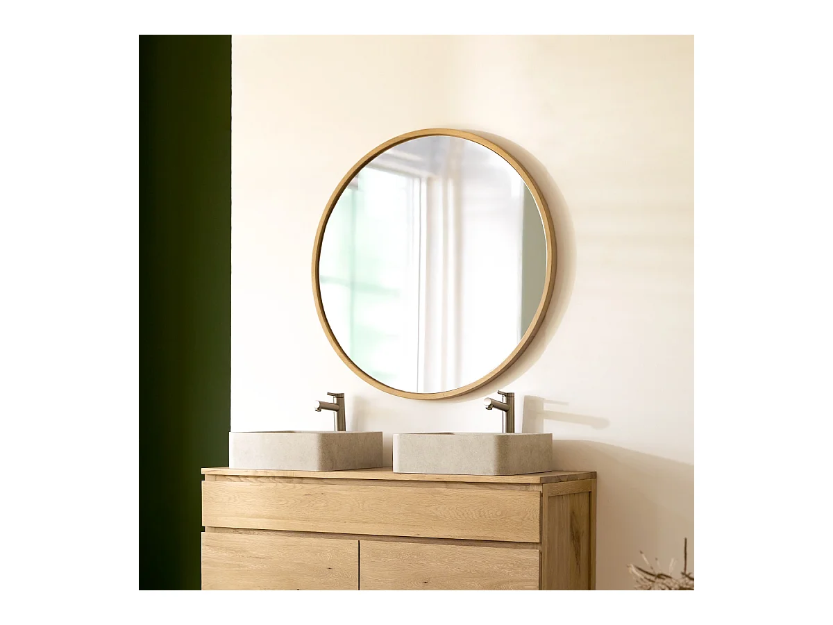 Specchio in legno di rovere massello 90x90 Fanie