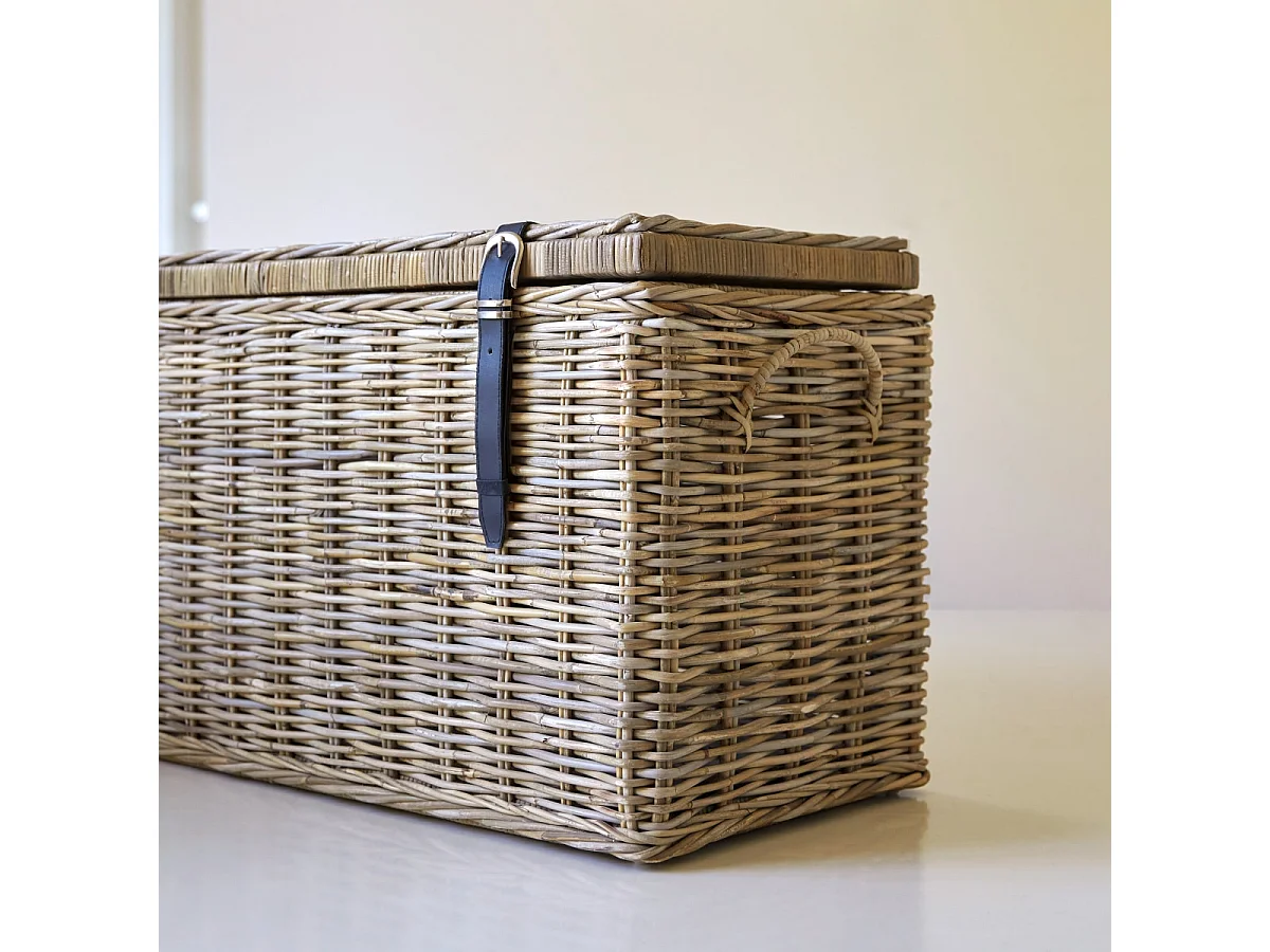 Koffer Truhe aus Rattan hell grau 150 cm Schlafzimmer Neu Tikamoon