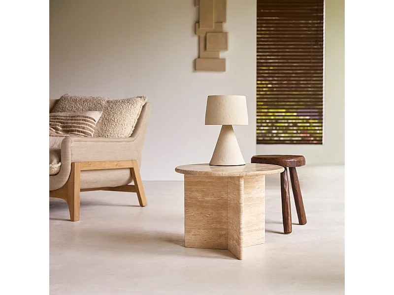 Bout de canapé en travertin Sarah