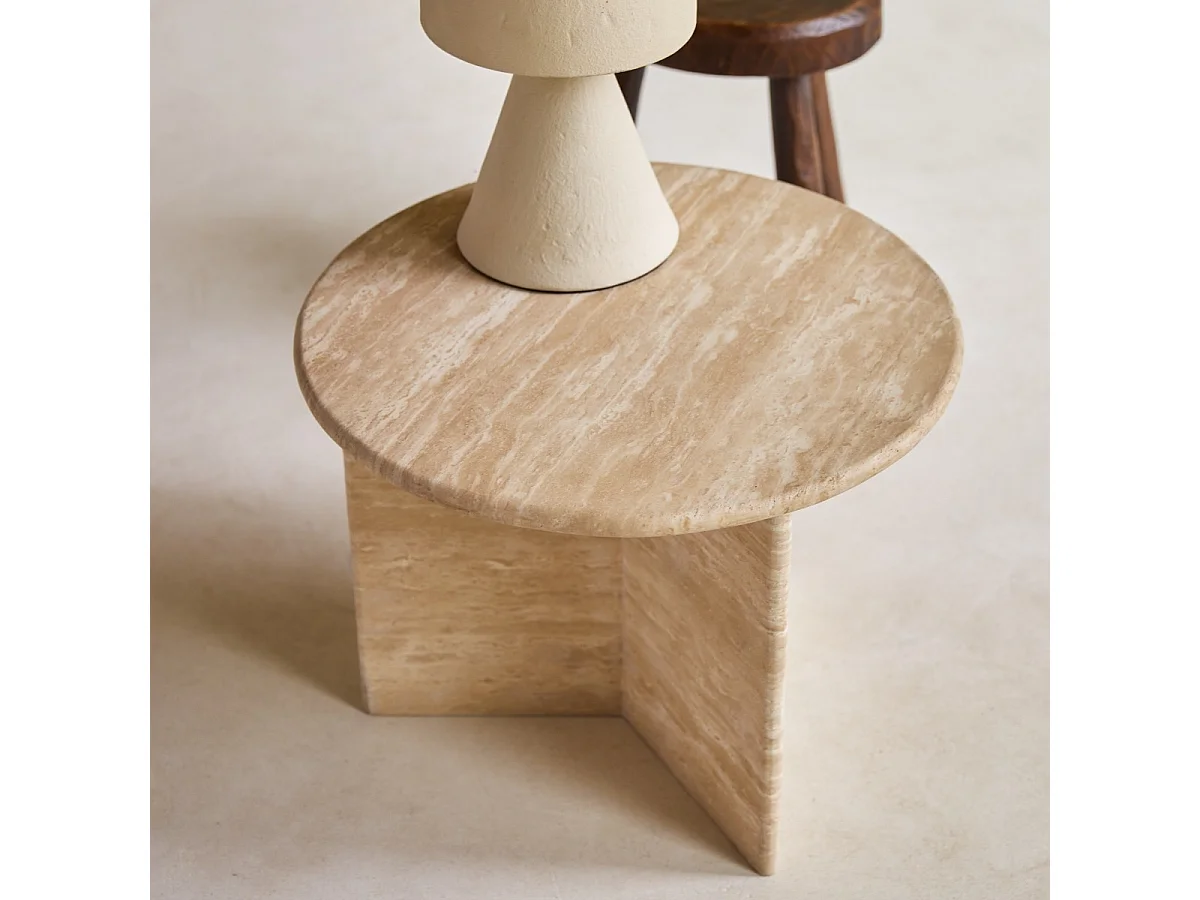 Bout de canapé en travertin Sarah