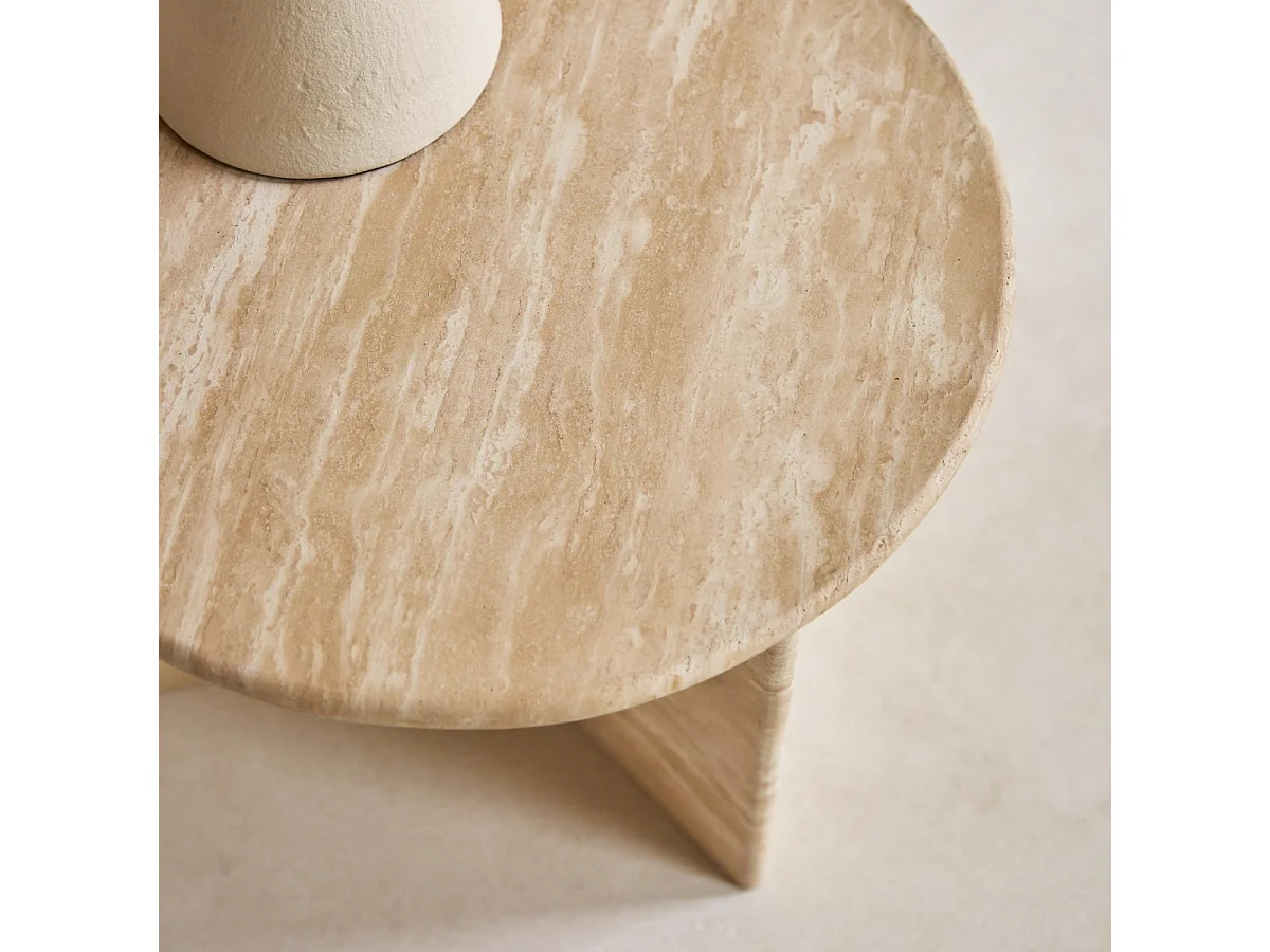 Bout de canapé en travertin Sarah