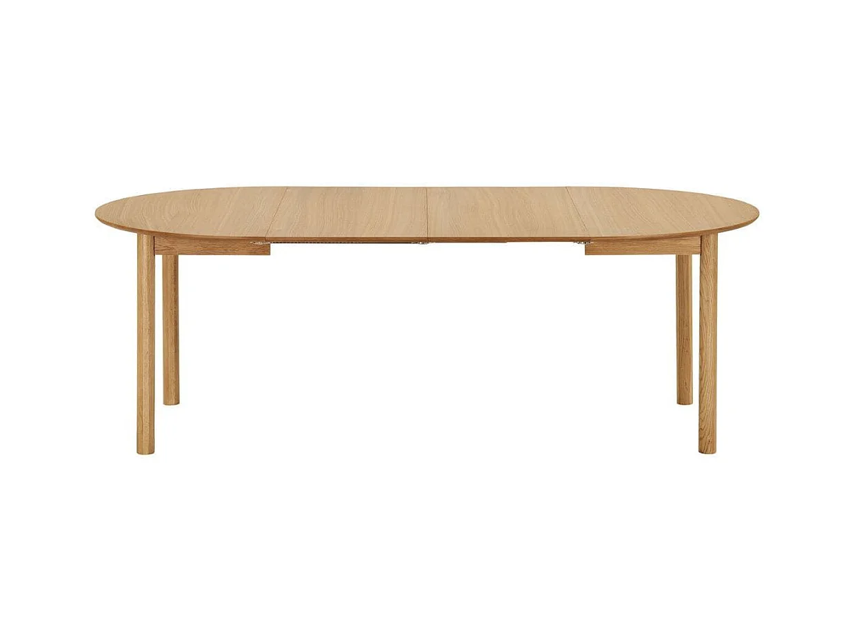 Table repas extensible Ø120cm en MDF et chêne naturel - YANICK