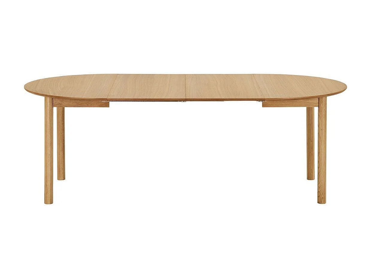 Table repas extensible Ø120cm en MDF et chêne naturel - YANICK