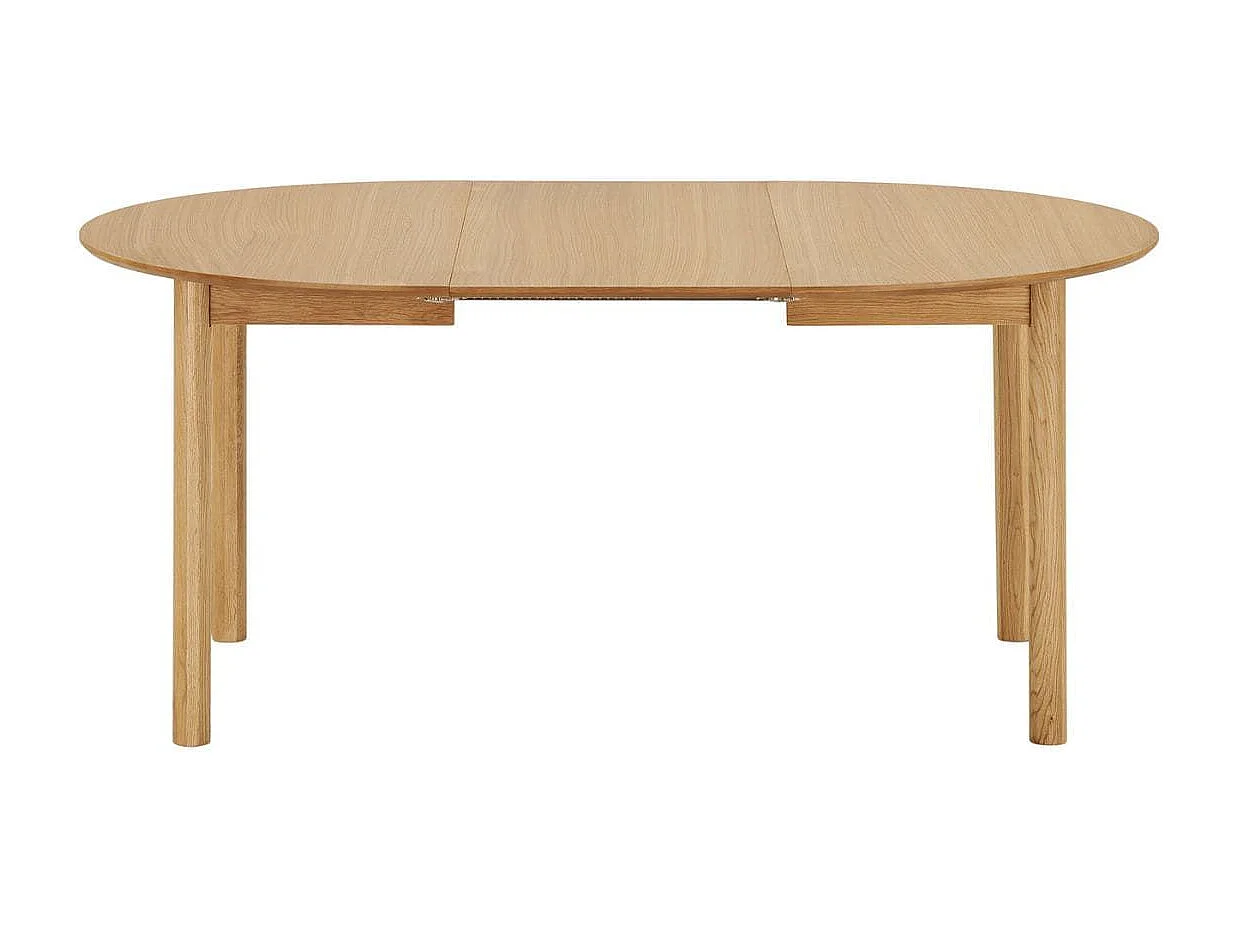 Table repas extensible Ø120cm en MDF et chêne naturel - YANICK