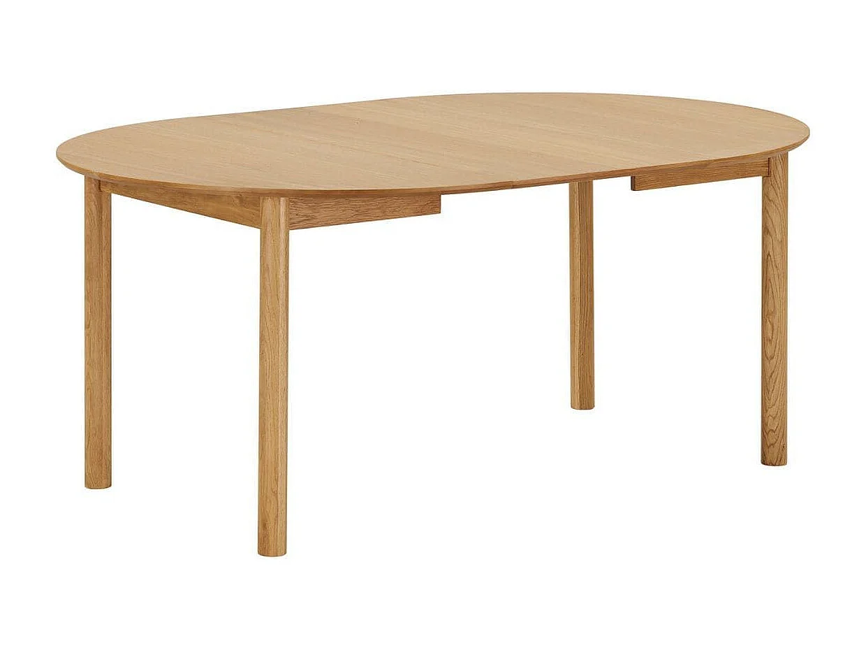 Table repas extensible Ø120cm en MDF et chêne naturel - YANICK